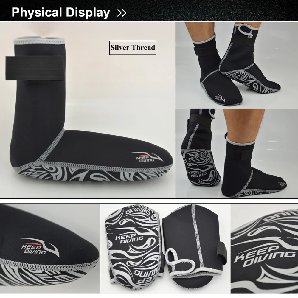 

Keep Diving 1 Pair 3MM Neoprene Dive Socks Wetsuit Material Shoes Snorkeling Equipment Winter Swim Warm Boots XS~XXL