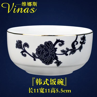 Korean rice bowl Европейский Стиль керамический набор посуды Золотая инкрустация фарфоровая десертная тарелка Стейк Салат закуски, торт тарелки столовая посуда культуры - Цвет: Korean rice bowl
