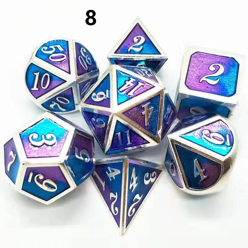 Новейший высококлассный 7 шт./компл. игральные кости DND набор dados rpg игральные кости настольная игра d20 dobbelstenen dados rol металлические многогранные игральные кости