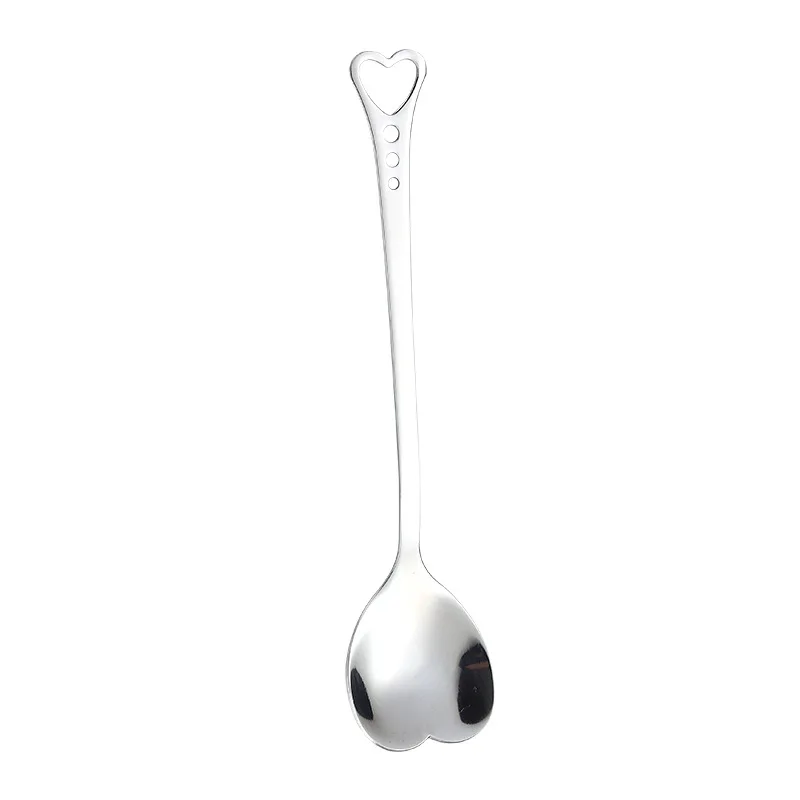 

2 Pcs Stainless steel coffee spoon creative porous love mixing spoon dessert small ice cream spoon restaurant hotel supplies
