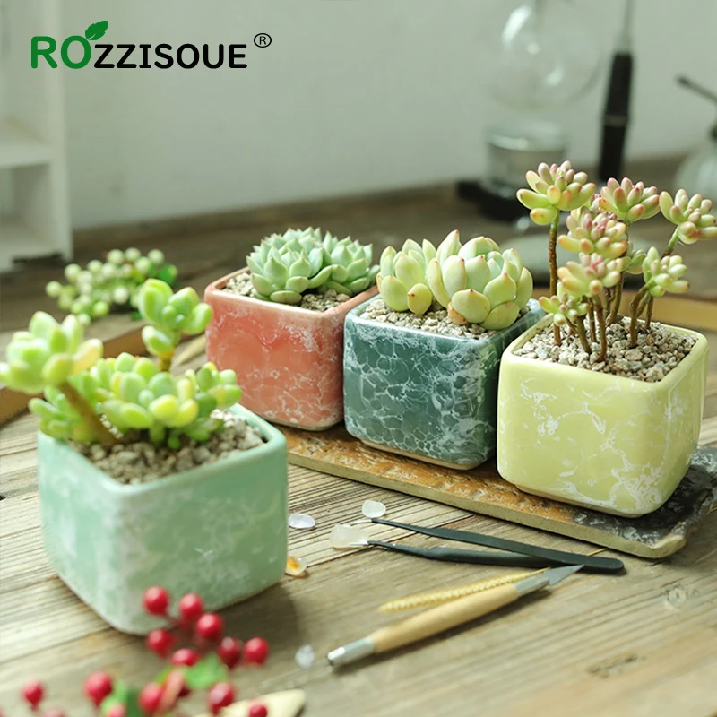 Корейский маленький квадратный горшок для растений креативные милые