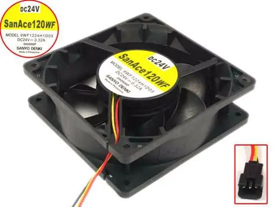 

SANYO DENKI 9WF1224H1D03 DC 24V 0.32A 3-wire 120x120x38mm Server Cooling Fan