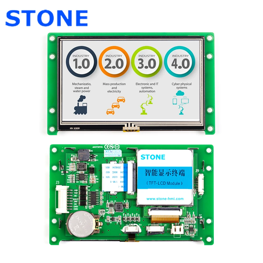 STONE 4.3 Long Years Warranty Period TFT Display With CPU And Driver In Industrial Control Fields