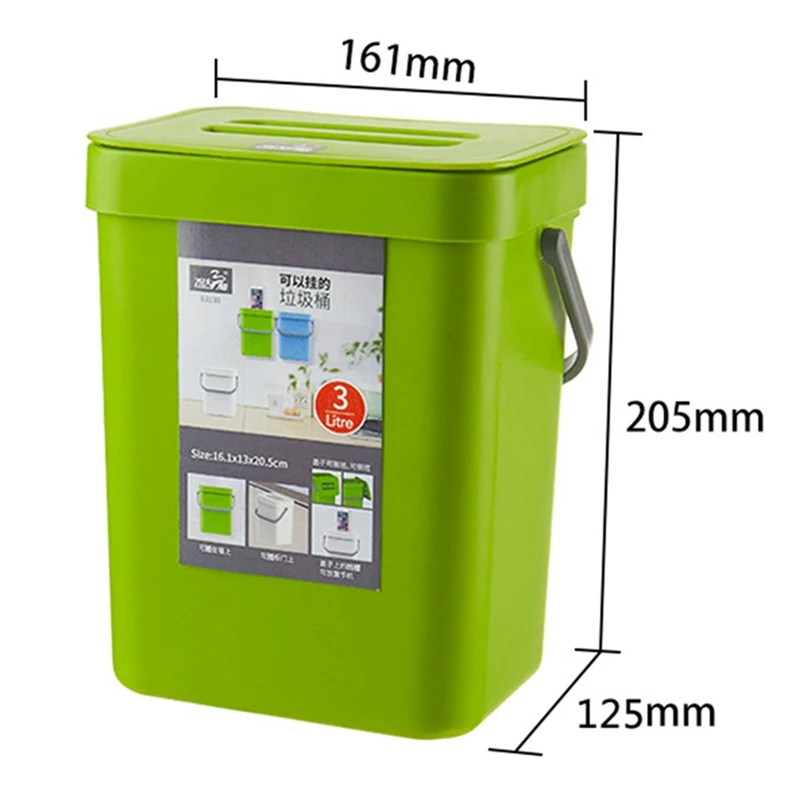 

3L Folding Waste Bin Kitchen Cabinet Door Hanging Trash Can Wall Mounted Trashcan for Bathroom Toilet Waste Storage Container