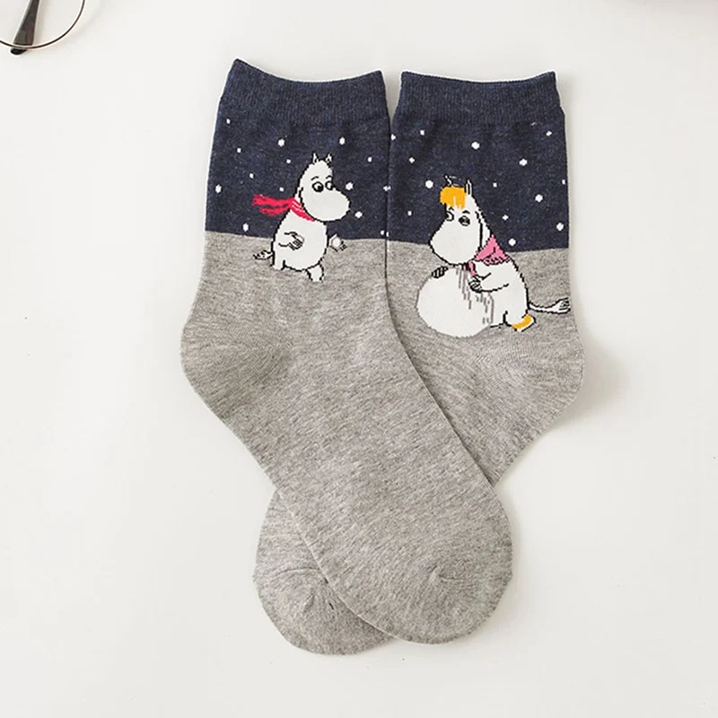 Новые осенние и зимние женские носки Mumin Moomin Бегемот японский мультфильм животных смешная средняя трубка обувь