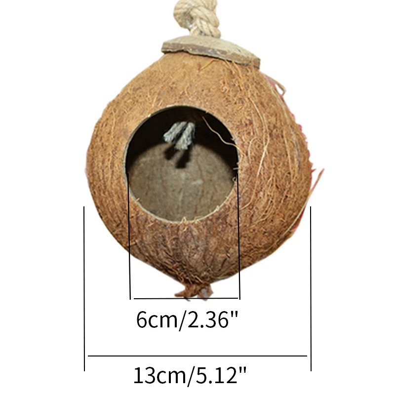 Висит попугая клетки попугай круглый Форма птичьи гнезда скорлупы кокосового
