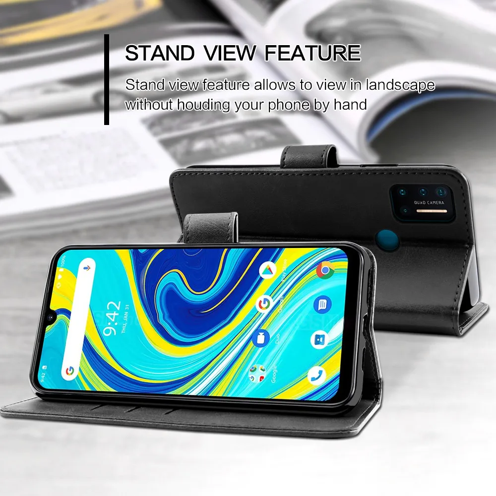 Чехол книжка с отделением для карт Umidigi A7 Pro чехол из искусственной кожи зернистой