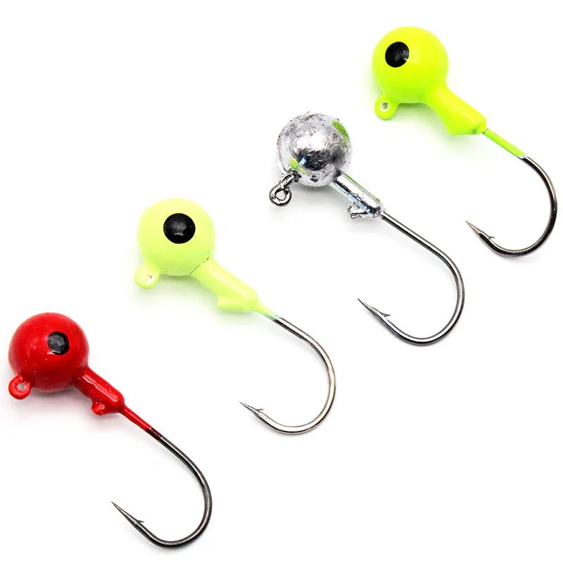 

5 шт. рыболовные джиг-головки, крючки, рыболовные приманки, приманки с круглой головкой, джиг-Крючки для мягких червей, приманки для пресной в...