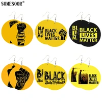 somesoor jewelry black lives matter slogan design inspire clenched fist both print wooden drop african earrings for women gifts