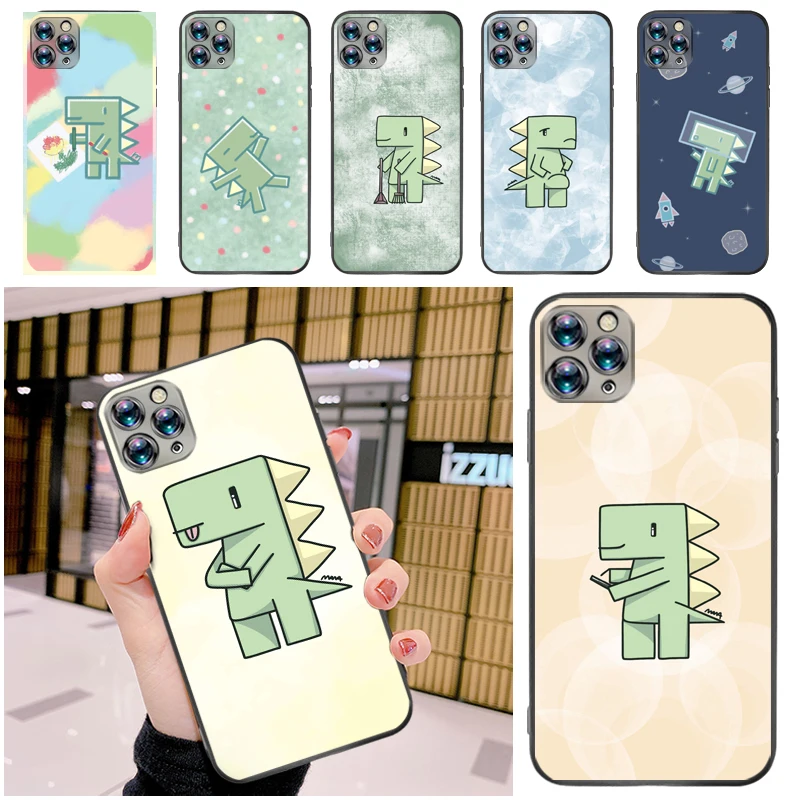 

Cute Flowers Couples Dinosaur Funny Color Painting Phone Case For iPhone 12 Pro MAX Mini SE 2020 Coque Carcasa Soft TPU Funda