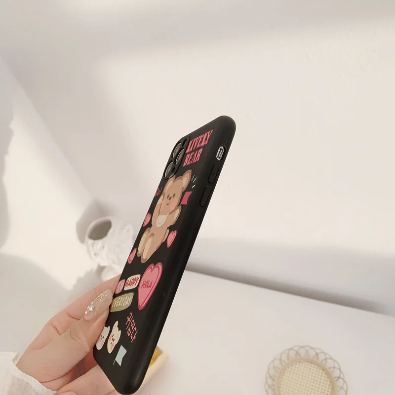 

Bear silicone mobile phone case is suitable for iPhone11 12Pro Max mini X XR XS XSMax 8 7PluS anti-fall protective back cover