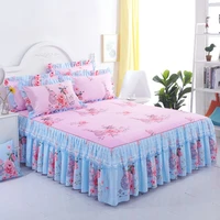 3pcs set new sanding lace bedspread fashion queen bed skirt thickened fitted sheet two layer single double bed dust ruffle