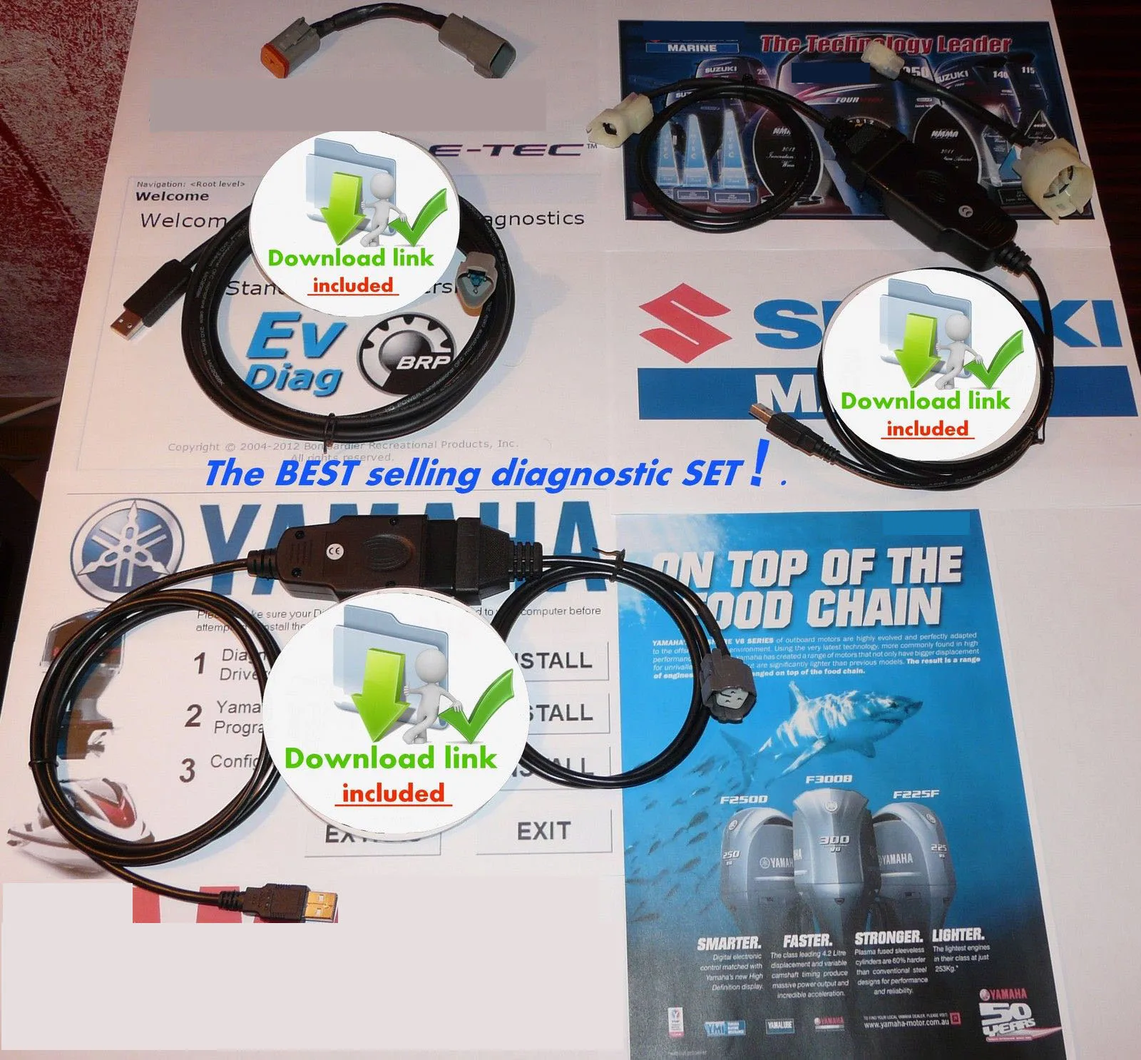 Для Yamaha + evinгруб ETEC (Johnson) Prof!+ подвесной диагностический комплект SUZUKI|Интегральные