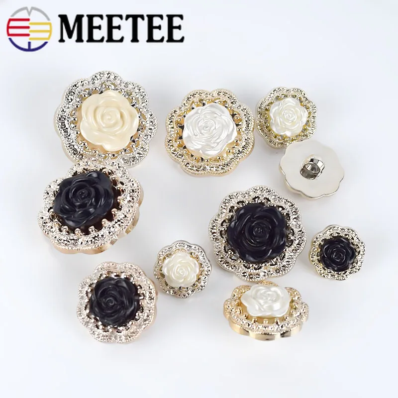 Meetee 20pcs 18-34mm High-grade Resin Button Round Rose Pearl Shank DIY Coat Decorative Buckle Garment Sewing Accessories | Дом и сад