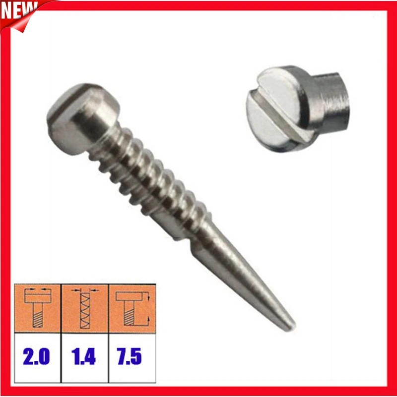 

500pcs size 2.0x1.4x7.5mm Eyewear glasses Optical Eyeglasses screw accessories pointed end Self aligning screws