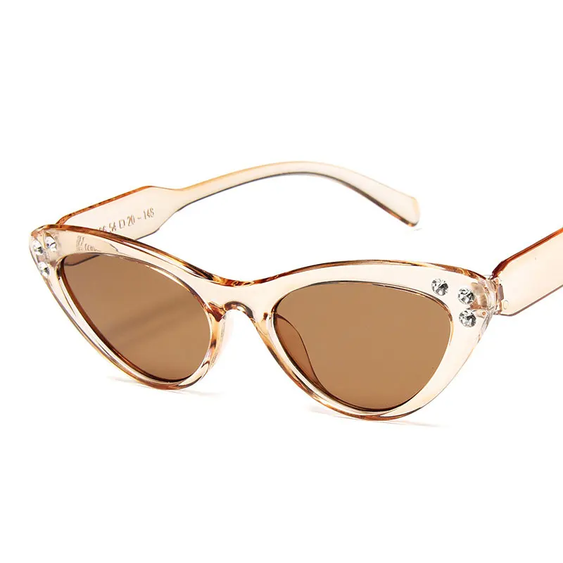 

new sunglasses fashion ladies crystal diamond decoration small frame glasses cat eyes Leopard pattern multicolor UV