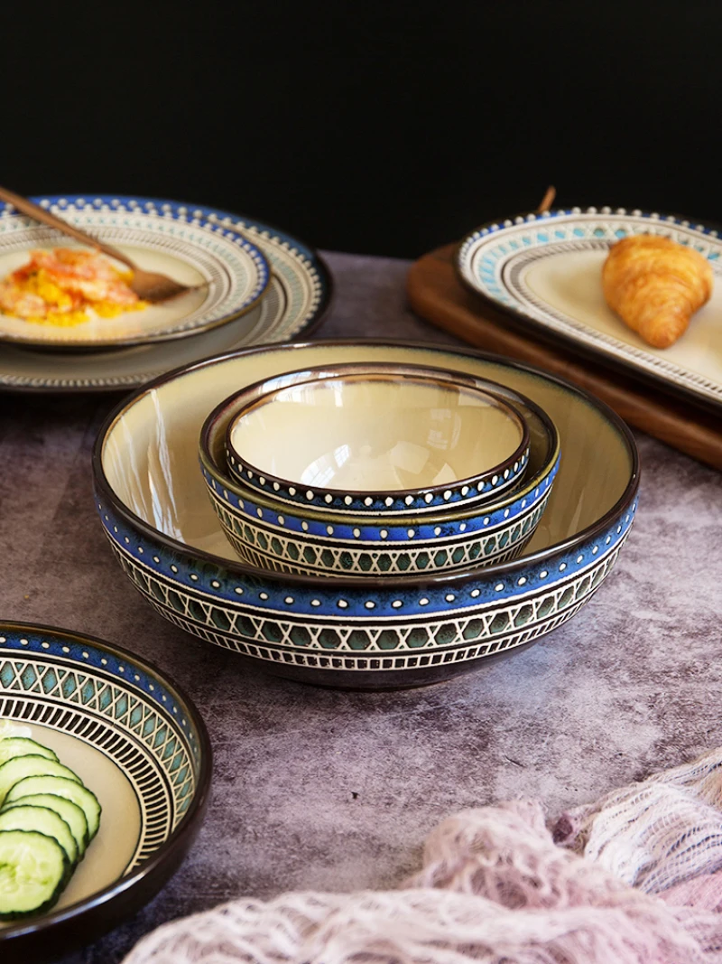 Европейская творческая столовая посуда в ретро стиле набор Глубокая Тарелка