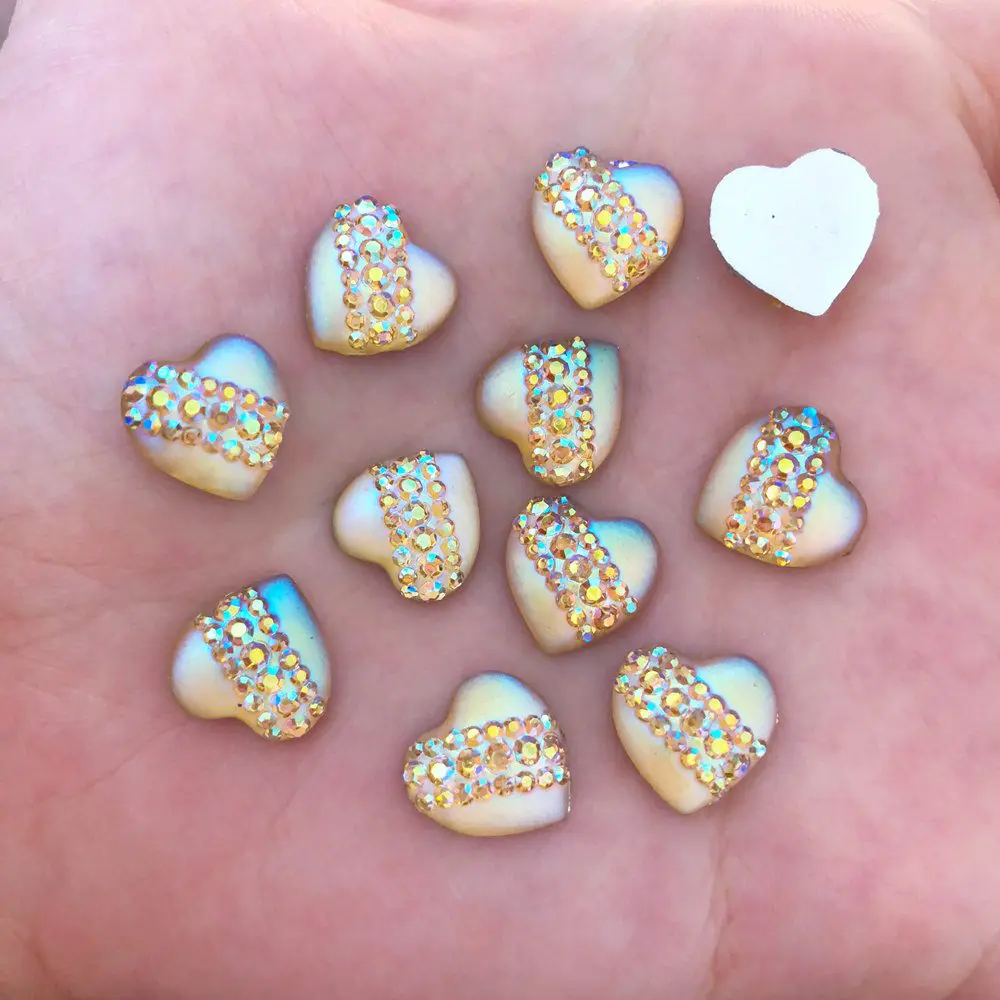 40 шт. 12 мм Смола Сердце кошачий глаз плоские задние стразы свадебные пуговицы DIY