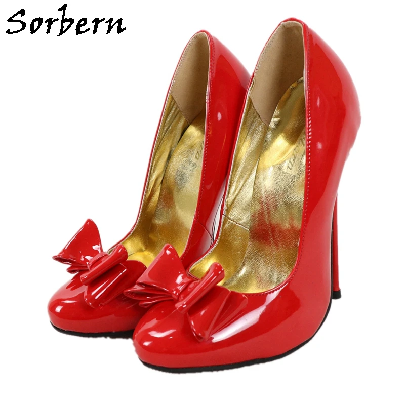 

Sorbern Red Heels Height Women Shoe 33 Bow Shoes Cute Round Toe Slip Low Elegant Woman Shoes Summer 12Cm 13Cm 14Cm 15Cm 16Cm