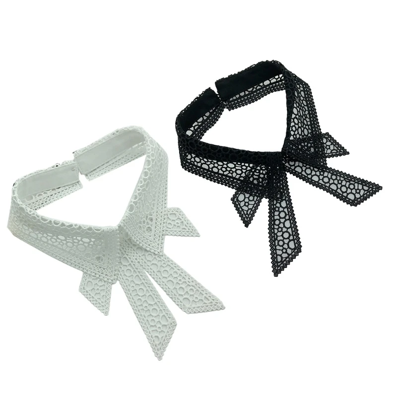 

Women Embroidery Lace False Collar Elegant Decorative Bow Tie Necklace Choker 35EF