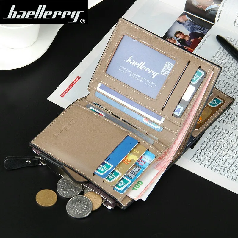 Бумажники Baellerry для мужчин модные короткие мужские кошельки на молнии кредитницы