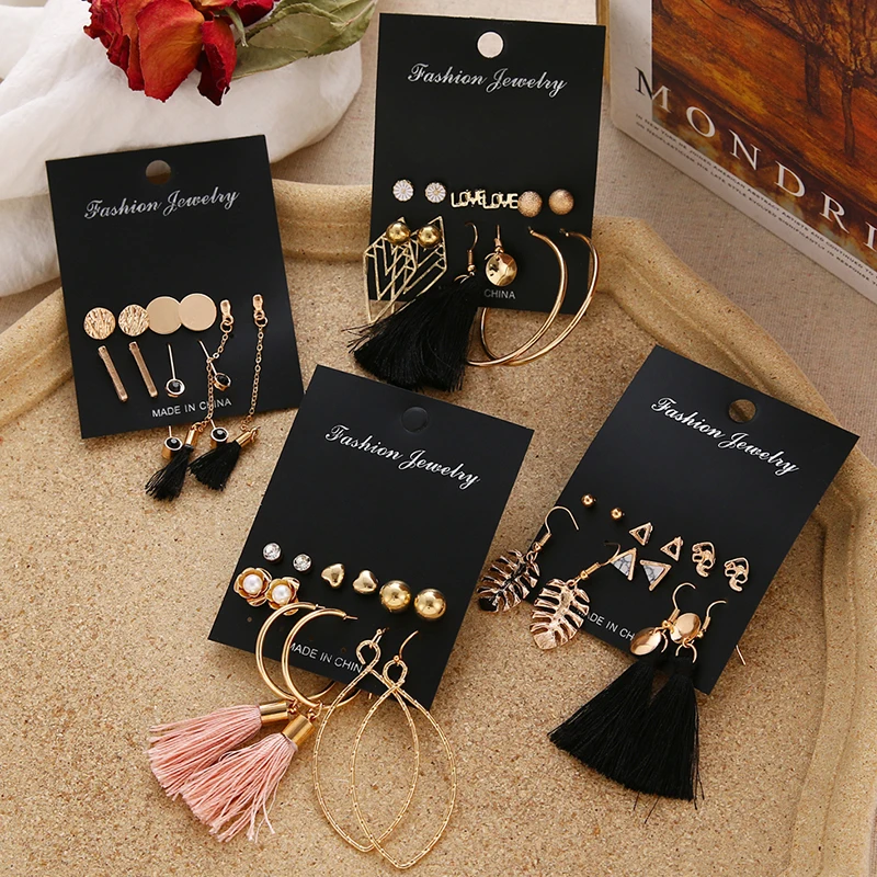 Женские винтажные серьги-подвески с геометрическим орнаментом серьги золотого