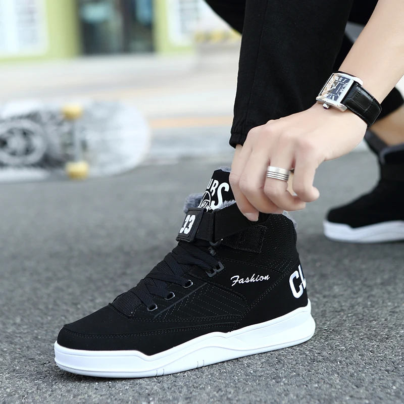 Теплые зимние мужские ботинки с высоким берцем Мужские на меху Модная мужская