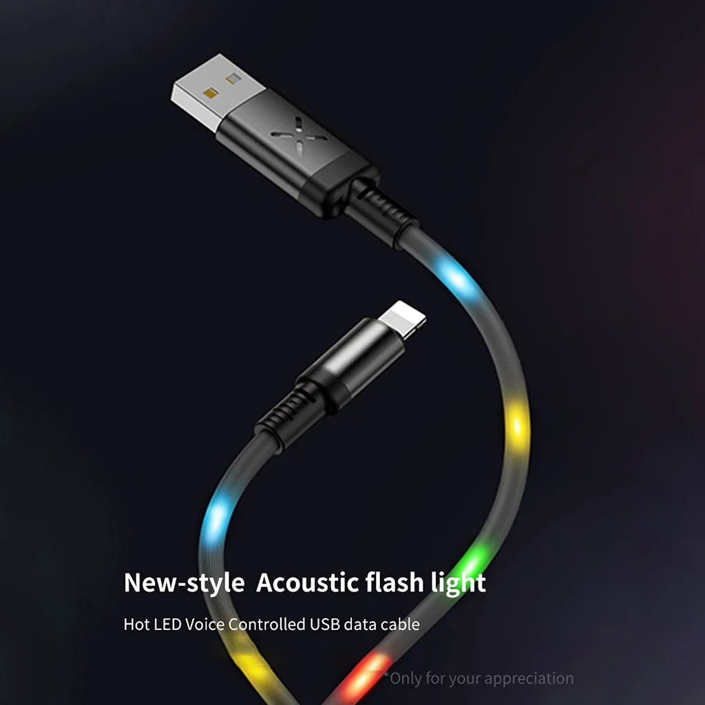 Микро Usb кабель 1 м Голосовая активированная подсветка быстрое зарядное