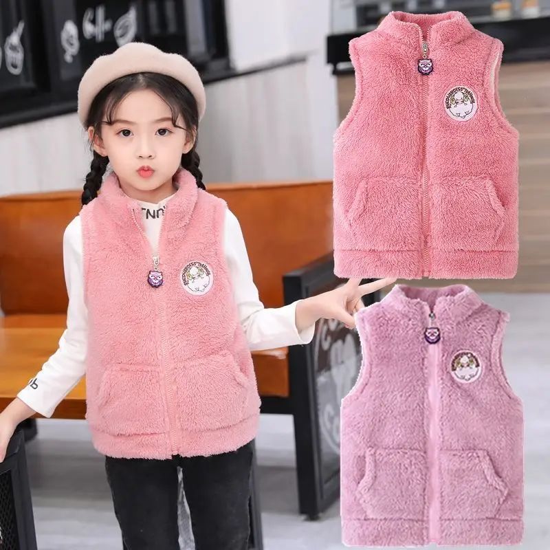 

Waistcoat baby girl vest autumn and winter children's coral fleece cute warm vest cartoon P5763