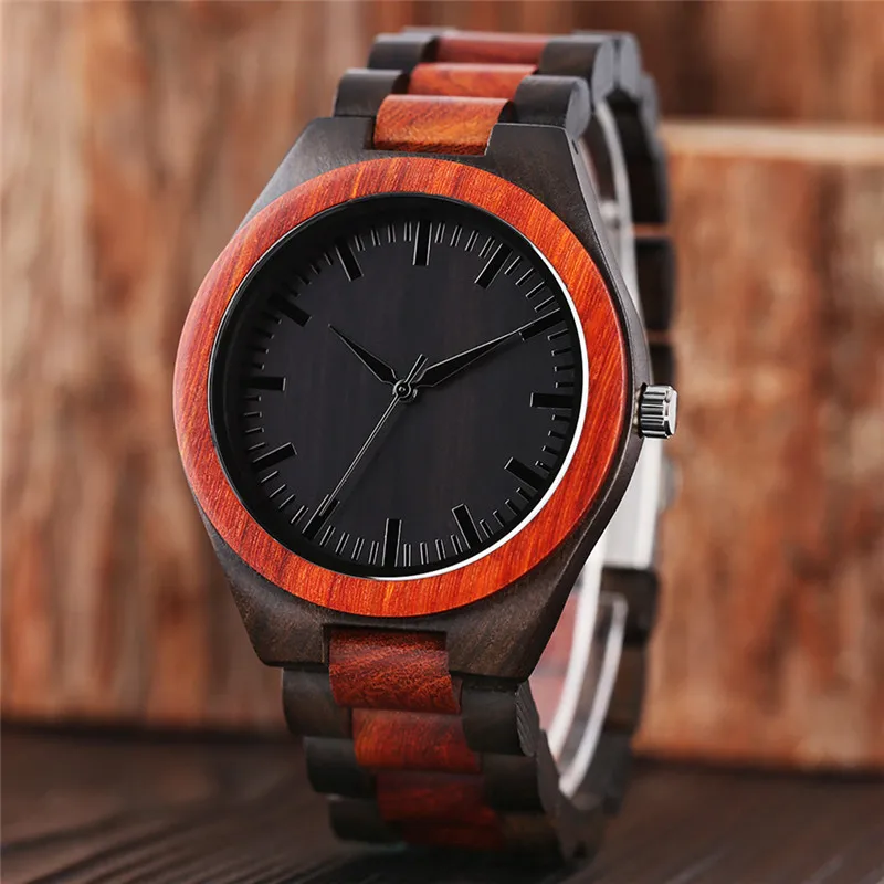 Handmade Full Bamboo Watch Men's Wooden Quartz Analog Watches Creative Wood Clock Adjustable Bracelet Band Wristwatch Reloj Gift wooden watches men s watch handmade elk wrist watch deer analog quartz clock male with full ebony wood band relojes para mujer