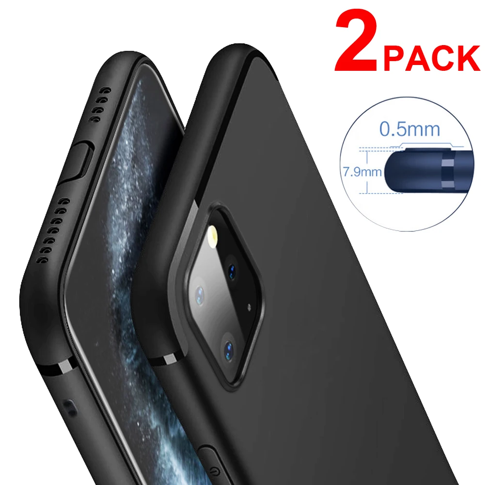 2 шт тонкий мягкий силиконовый чехол для iPhone 11 Pro Max противоударный Резиновый ТПУ