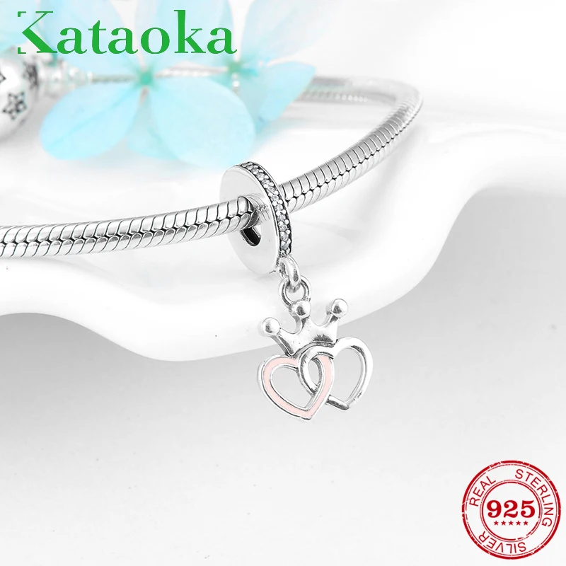 Мода 925 Серебряный Крест сердца носить венец талисманы Подвески подходят к