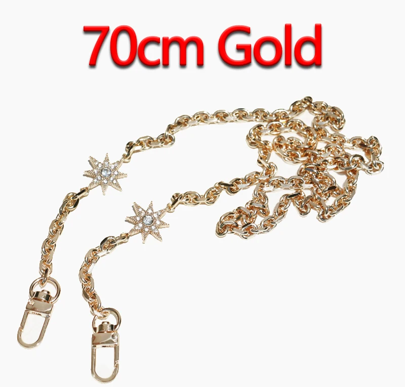 70cm Gold DIY 50 см-160 см Замена золотая металлическая цепочка Наплечные ремни для клатч Сумки, маленькие сумки модные 7 мм ручки для сумок ремни для сумок - Цвет: 70cm Gold