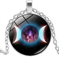 2020 fashion moon goddess triple moon series time glass pendant necklace men and women jewelry sweater chain