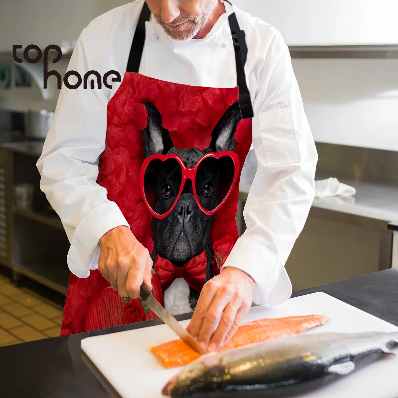 Tophome фартук для кухни на День святого Валентина Розовый Мопс забавные прочные