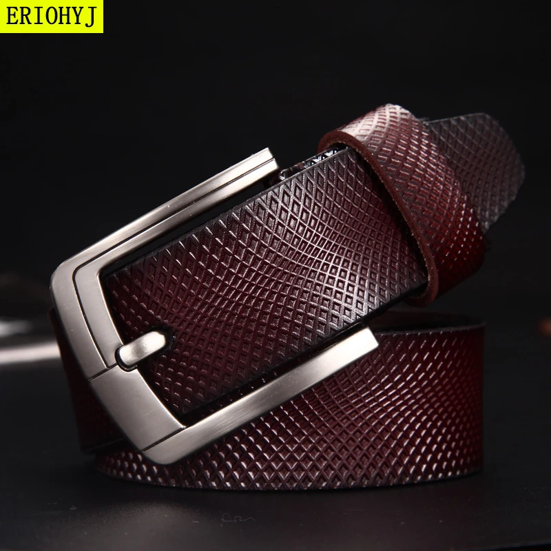 

ERIOHYJ Men Belt Alloy Pin Buckle Advanced Leather Belts Jeans Casual Original Cowhide Waistband Youth belt Handmade Y-420