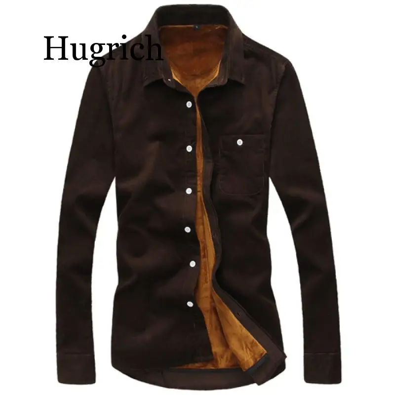 Зимние мужские рубашки модный бутик хлопок однотонные плюс кашемир теплые