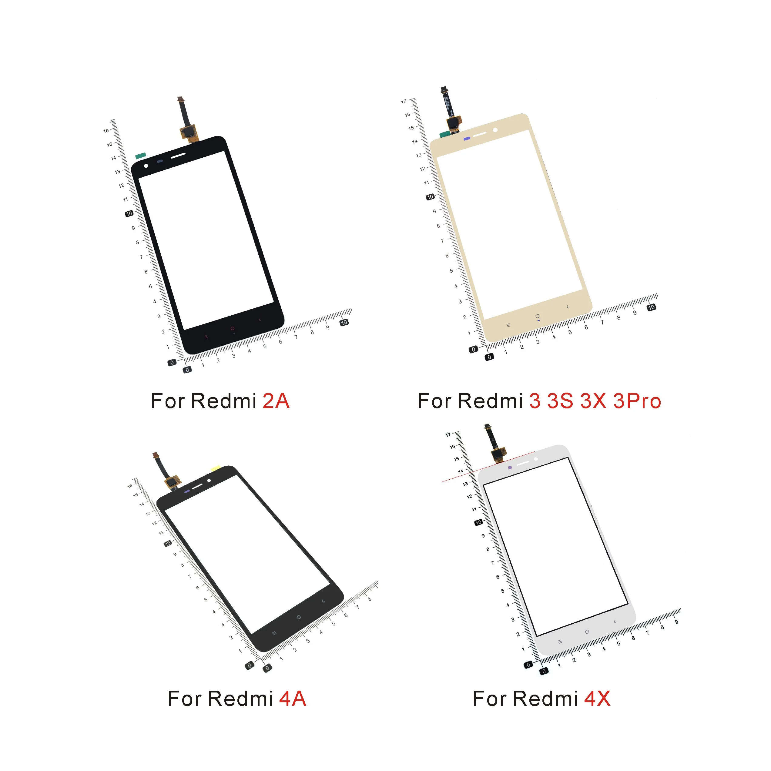 

Touch screen For Xiaomi Redmi 2 2A 3 3S 3X 3Pro 4A 4X 4Pro 4 Pro Touch Screen Digitizer Sensor Glass Panel Replacement