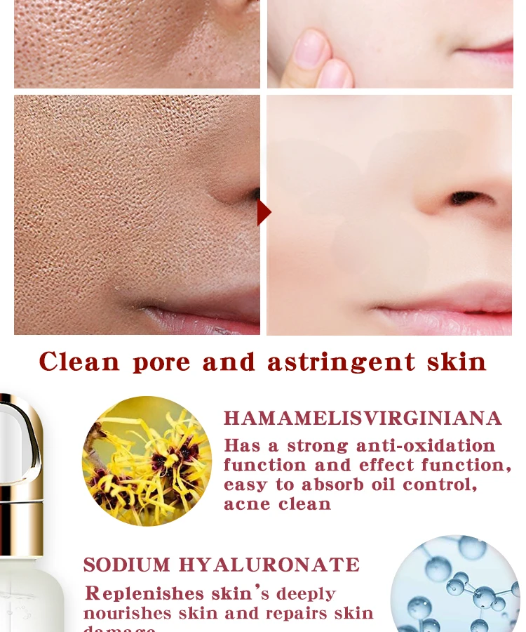 Сыворотка для очистки пор сужает поры подтягивает кожу женский антивозрастной