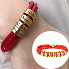 Красный браслет с именем на заказ для женщин и девочек, из нержавеющей стали кожаные браслеты с бисером, с гравировкой имени, с именем на заказ, 1-9