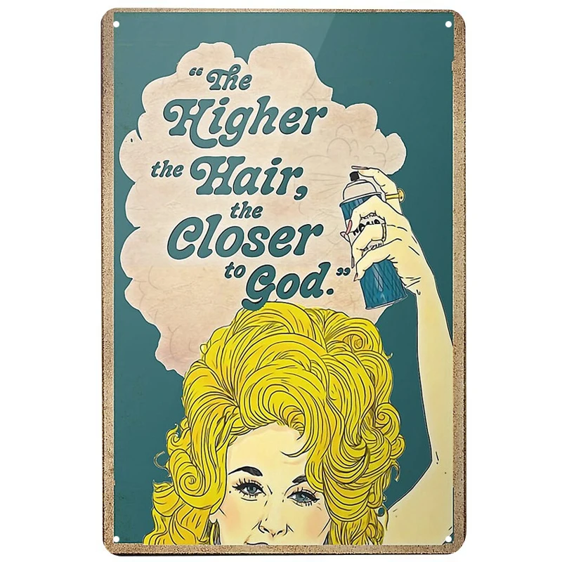 

The Hair closer The God printed Metal Signs Retro Tin Signs Funny Poster Decor for Bar Pub Club Decoration for Living Room Home