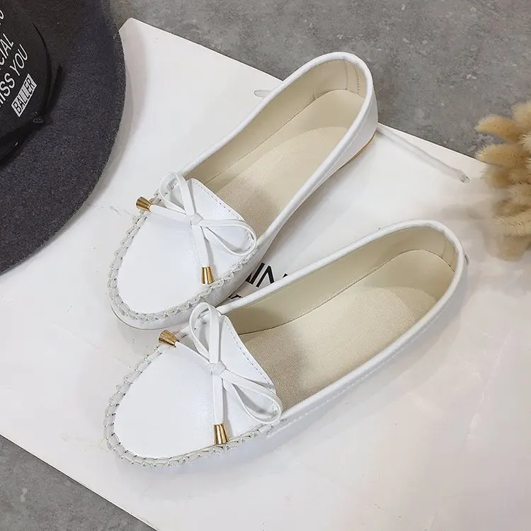 

Bow-Knot Korean Shoes Female Footwear Women's Moccasins Shallow Mouth Casual Sneaker Round Toe Butterfly 2021 Dress Summer Drivi