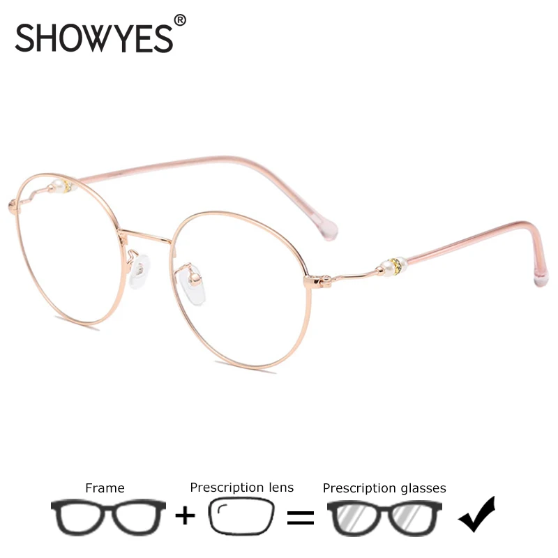 Мужские Ретро Круглые Женские очки модная жемчужная оправа оптическая от