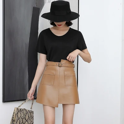 MESHARE New Fashion Genuine Real Sheep Leather Skirt J12
