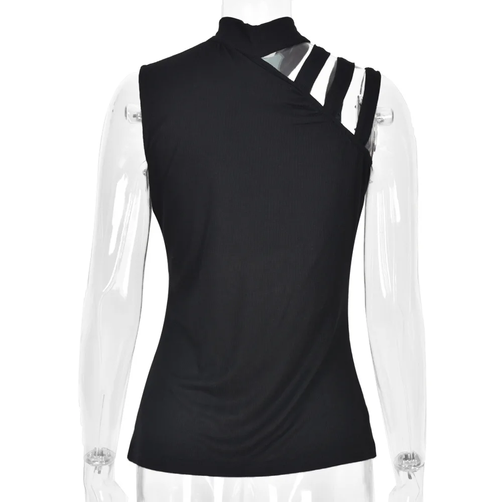 

Mandylandy Vest Summer Fashion O-Neck Hollow Out Vest Top Women's Casual Solid Color Slim Sleeveless Vest
