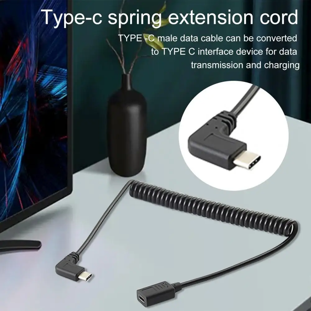 

Extension Cable 90 Degree L Design Quick Charge Metal USB C Cable Right Angle Cord for Home