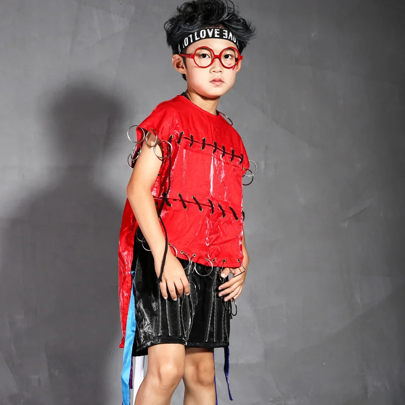 Детская одежда для сцены костюмы выступлений красный костюм уличных танцев