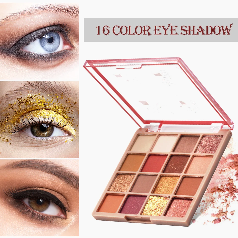 

16 Colors Eyeshadow Pallete Waterproof Glitter Multi-Colors Eyeshadows Matte Shimmer Eye Shadow Makeup Tool