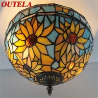 outela tiffany ceiling light modern creative lamp flower figure fixtures led home for decoration