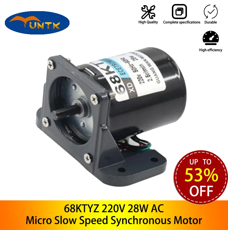

68KTYZ Micro Low Speed Permanent Magnet Synchronous 28W 220V AC Centric Output Axis With Bracket Gear Reducer Motor